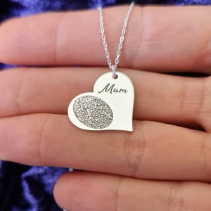 Actual Fingerprint Necklace, Original Real Fingerprint Jewellery, Dainty Signature Name Necklace, 925 Sterling Silver, Gift For Best Friend image 1