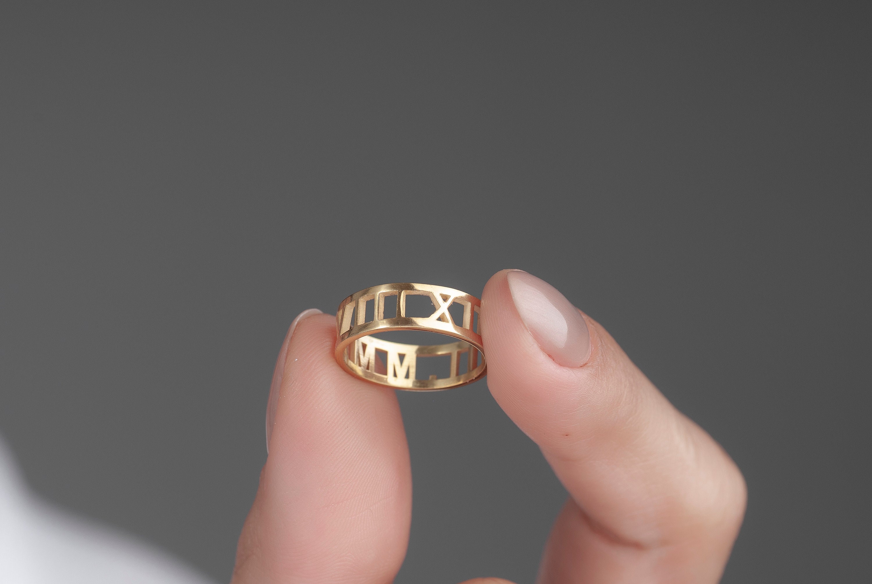 Number Ring Sterling Silver Roman Numeral Ring - Personalized Date Ring - Custom ...