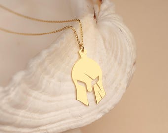 Sterling Silver Gladiator Helmet Necklace: Spartan Warrior Pendant