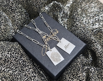 Sterling Silver Fingerprint Necklace, Personalized Memorial Jewelry