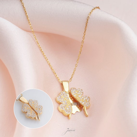 Custom Secret Message 4 Leaves Clover Luck Necklace Personalised