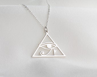 Sterling Silver Eye of Ra Necklace: Ancient Egyptian Jewelry