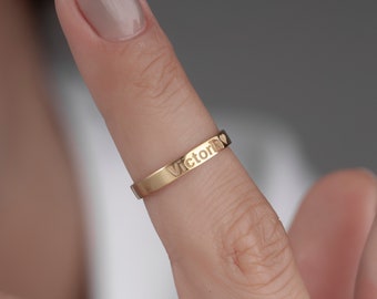 Personalized Sterling Silver Promise Ring - Hidden Message - Stackable Dainty Band
