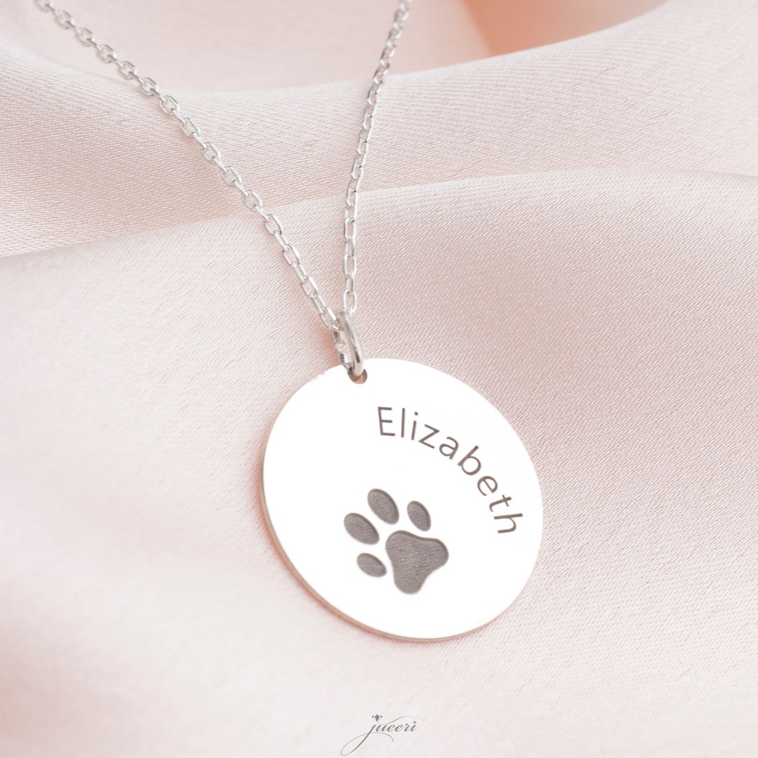 Engraved Pet Paw Print Necklace: Sterling Silver Memorial Jewelry - Etsy