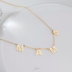 Collar personalizado con iniciales, collar con nombre de letras personalizadas, plata sólida 925 personalizada minimalista, 14ctSolidGold, regalos de Navidad