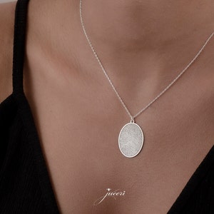 Actual Fingerprint Necklace, Original Real Fingerprint Jewellery, Dainty Signature Name Necklace, 925 Sterling Silver, Gift For Best Friend image 3