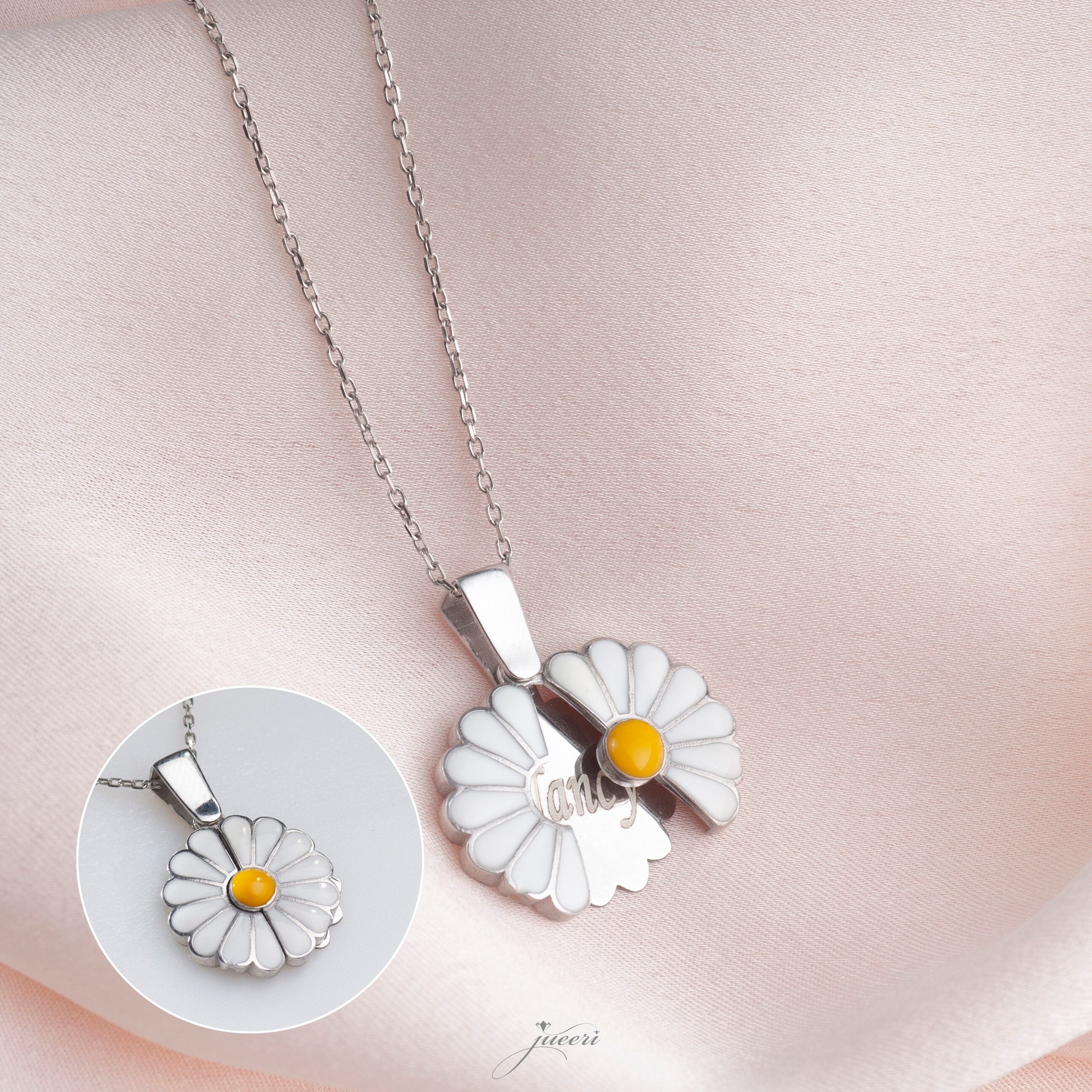 Designer Fashion Artificial White Daisy Flower Locket Pendant