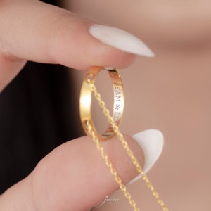 925 Sterling Silver Secret Message Ring Necklace - Personalized Inner Circle Choker
