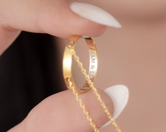 925 Sterling Silver Secret Message Ring Necklace - Personalized Inner Circle Choker