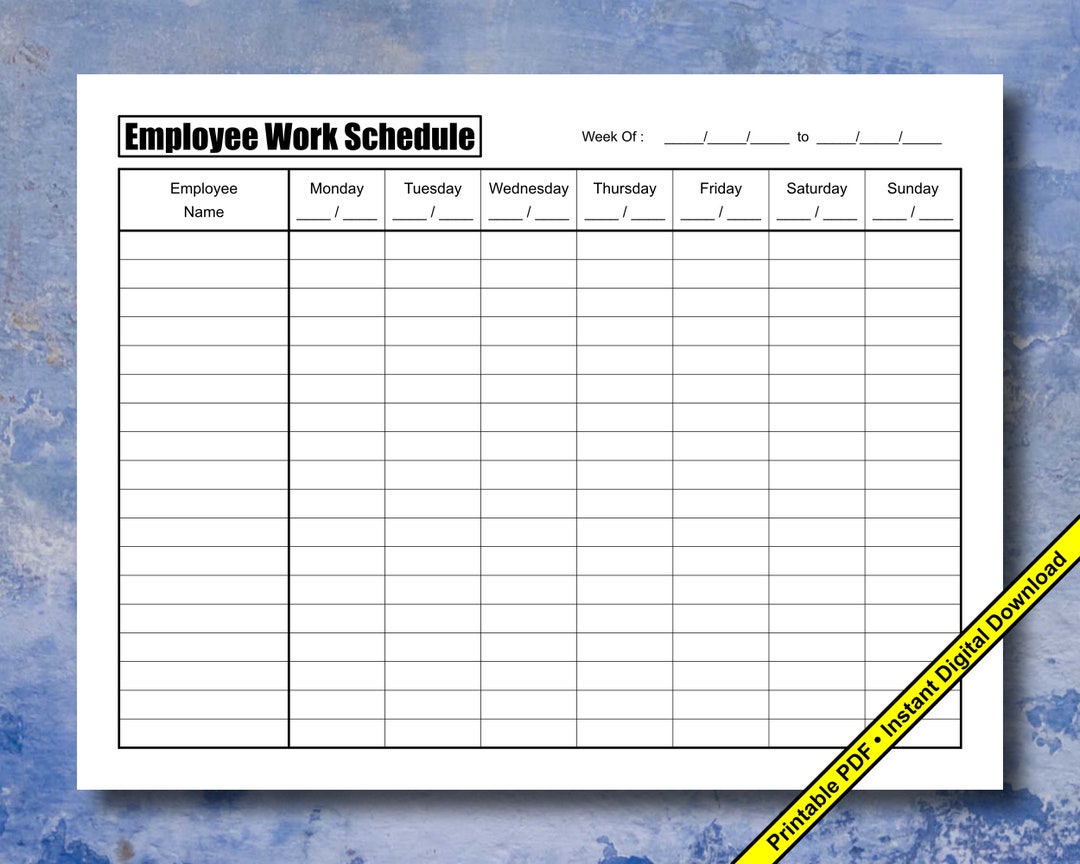 weekly-employee-work-schedule-printable-pdf-instant-digital-download-etsy