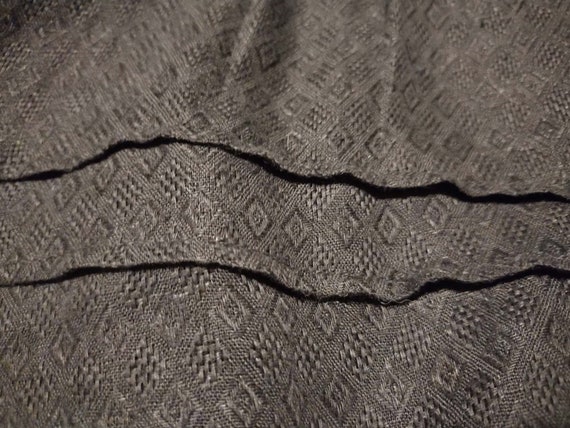 Black Linen Blouse, 100% Patterned Linen, Long Sl… - image 7