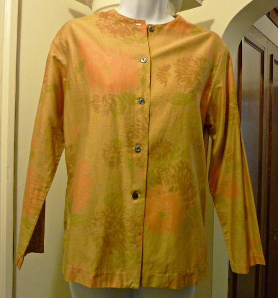 EarlyMid 1960s Alfred Paquette Gold Floral 100 Cott… Gem