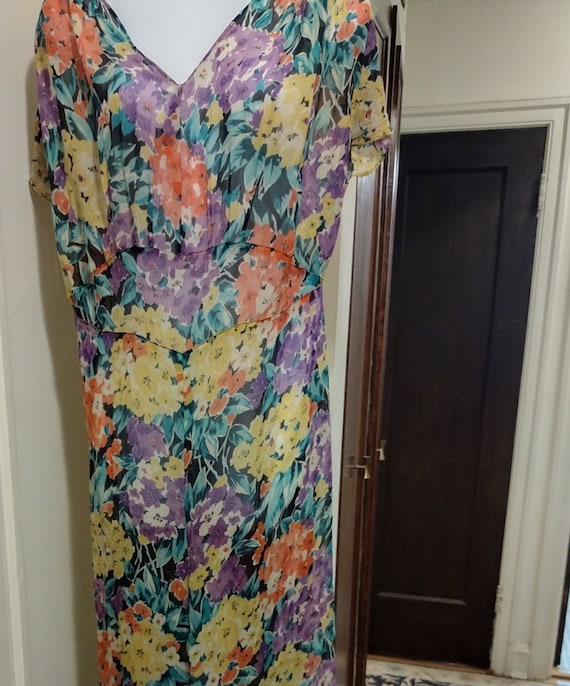 Floral Silk Chiffon Dress, late 1920s-early 1930s… - image 3