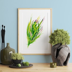 Bright Color Art Print, Wall Hanging, Thistle Dancing Wisp Green