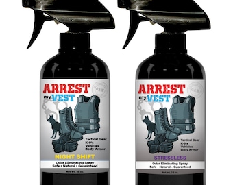 Police Officer Odor Eliminating Spray 16 oz Double Pack | Arrest My Vest for Police Officer Gift, Tactical Gear, Body Armor & Police K9