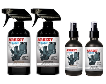 Spray eliminador de olores para agentes de policía. Compre 2 y obtenga 2 GRATIS. Arrest My Vest para equipo táctico, chaleco de Kevlar, chaleco antibalas y K9 policial.