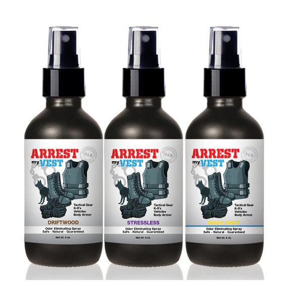 Police Officer Gift 4 oz Odor Eliminating Spray Bundle of Three | Arrest My Vest for Police Officer Gift, Tactical Gear, & Police Helmet