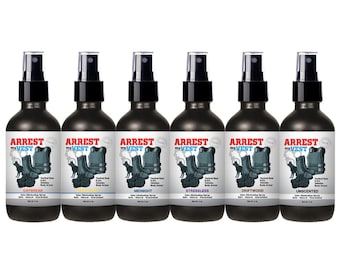 Police Officer Gift 4 oz Odor Eliminator Spray Set: 6 Arrest My Vest Sprays | For Tactical Gear, Bullet Proof Vests, & Police Equipment