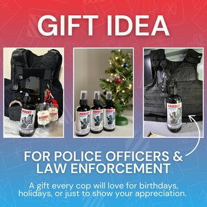 Police Officer Gift, Tactical Gear, Police, Police Officer, Police Gear, Gift for Cop, Cop Spray, Police Wife, Body Armor, Police Vest Spray, Odor Eliminator, Bullet Proof Vest, Deodorizer, Law Enforcement, LEO, Odor Eliminating Spray, Cops, Sherif