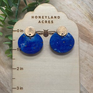 Lapis Pattern Earrings/ Statement Earrings/ lightweight Earrings/ Acrylic and Wood earrings / Unique Earrings / Made in the US