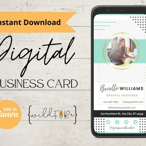 Modern Digital Business Card Template, Canva Template, Business Card Template, Custom Business Card