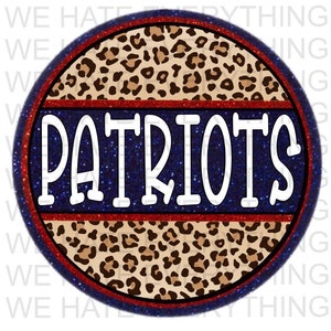 Patriots Red Blue Leopard Print Glitter Circle Design