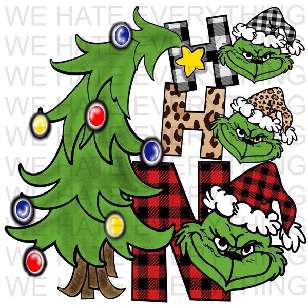 Ho Ho No Grinchy Buffalo Plaid Leopard Green Christmas PNG