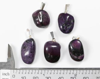 Natural Sugilite Tumbled Pendant with 925 Silver Bail - Random Picked 1 Pendant