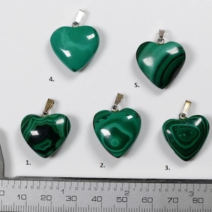 Malachite Faceted Heart Shape 925 Silver Bail Pendant