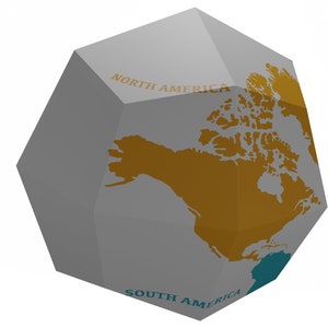 Deltoidal icositetrahedron Paper model PDF DIGITALFILE Origami Papercraft  low poly paper sculpture  Earth Globe CONTINENTS  Catalan solid