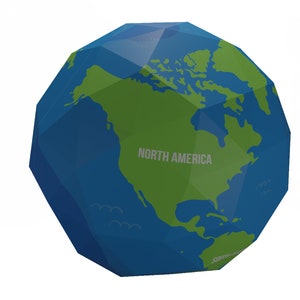 Dodecaedro chato Modelo de papel PDF ARCHIVO DIGITAL Origami Papercraft escultura de papel de baja poli Earth Globe continentes Sólido de Arquímedes