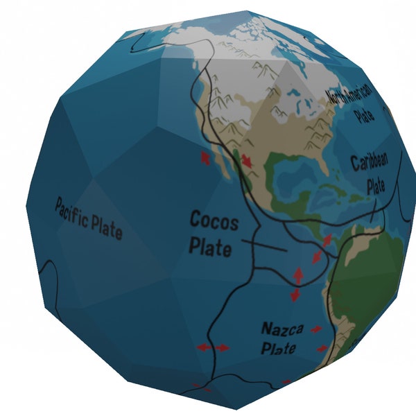 Deltoidal hexecontahedron Paper model PDFDIGITALFILE Origami Papercraft  low poly paper sculpture  Earth Globe tectonic plates Catalan solid