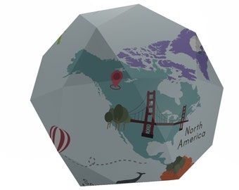 Icosidodecahedron Paper model PDF DIGITAL FILE Origami Papercraft  low poly paper sculpture  Earth Globe continents Archimedean solid