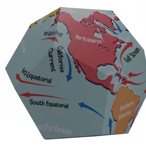 Dodecaedro Modelo de papel PDF ARCHIVO DIGITAL Origami Papercraft escultura de papel de baja poli Earth Globe continentes corrientes sólido platónico