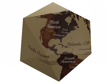 Icosahedron Paper model PDF DIGITAL FILE Origami Papercraft  low poly paper sculpture  Earth Globe continents oceans platonic solid