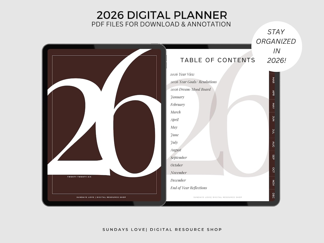 2026 Digital Planner, Minimalist Planner, Daily Planner, Weekly Planner ...