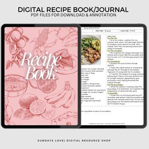 Digital Recipe Book for Goodnotes, Notability, Digital iPad Recipe ...