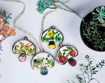 Mushroom necklace Mushroom charm flower Mushroom charm