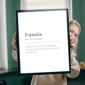 Eunoia Typography, Definition Print, Printable Wall Art, Motivational Quote, Digital Print, Inspirational Wall Art, Inspirational Gift