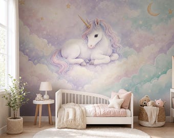 Pastel Unicorn Wallpaper for Kids Bedroom
