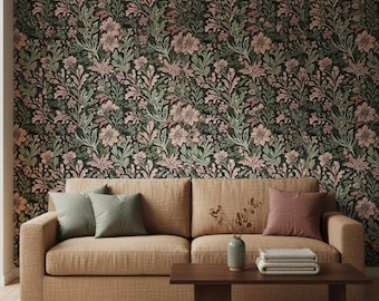 Pink Flowers Wallpaper for Floral And Botanical Pattern Living Room