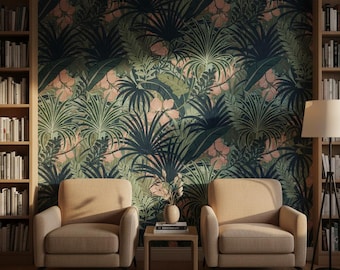 Palm Leaves Wallpaper for Tropical Jungle Pattern Living Room