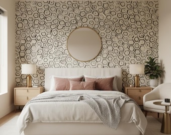 Hexagon Tessellation Wallpaper, Grey Geometric Pattern Wall Mural