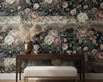 Roses Wallpaper for Victorian Floral Garden Living Room
