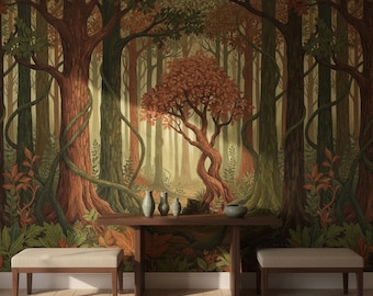 Enchanted Forest Path Wallpaper for Living Room