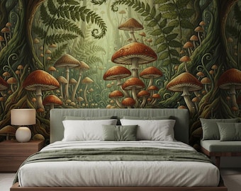Fantasy Forest Mushroom Wallpaper for Bedroom Wall
