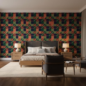 Geometric Pattern Wallpaper for Textile Living Room
