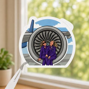 Flight Attendant Besties Sticker – Delta Uniform Jet Engine Vinyl Decal