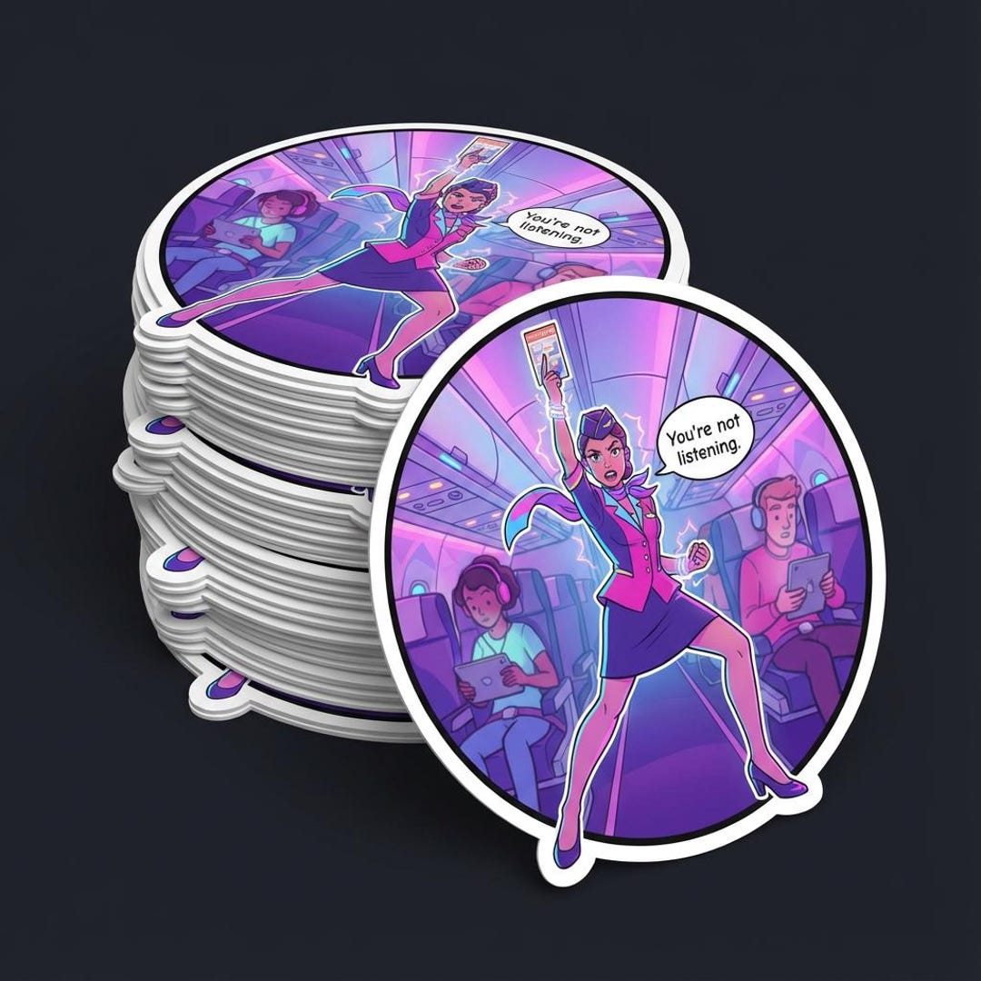 Notyouraverageflight Sticker Flight Attendant Humor Sticker | Youre Not Listening Sticker | Crew ...