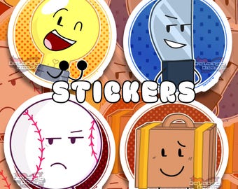 スーツケース、電球、ナイフ、野球の無生物の狂気 - ビニール光沢ステッカー - オブジェクトショー